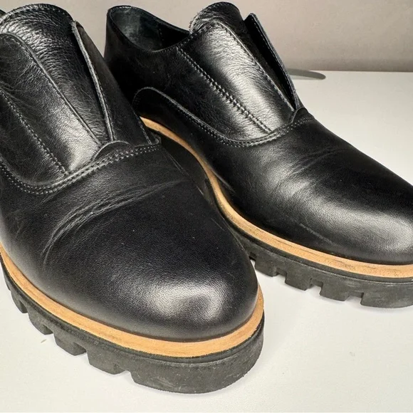 Atelier Women’s Barton Black & Tan Italian Leather Platform Penny Loafers Sz 38 - Picture 11 of 14